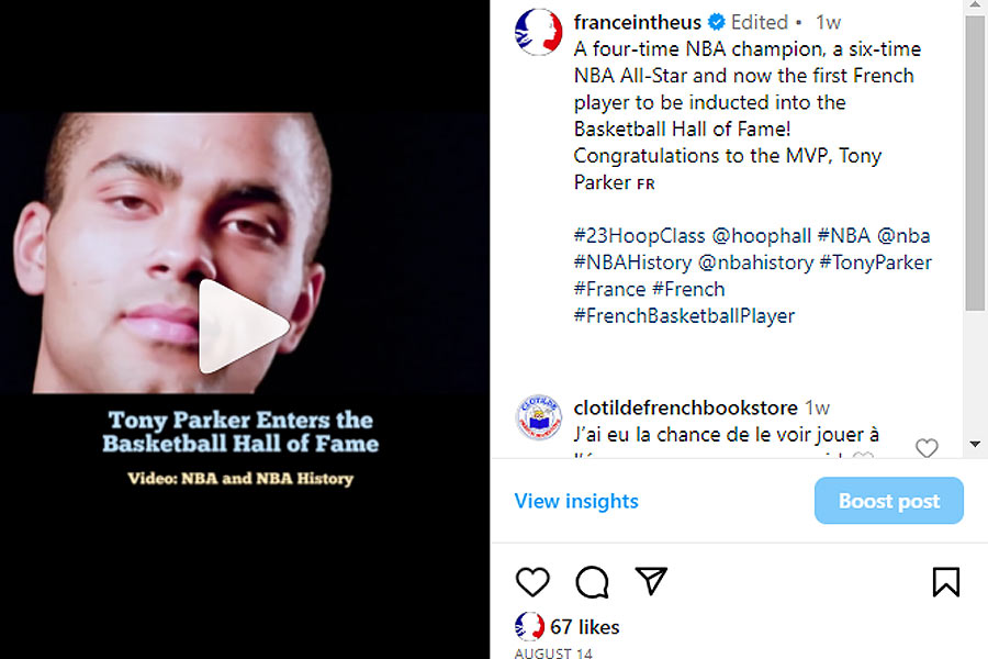 Tony Parker Enters Basketball Hall of Fame - Media Library – France in the  United States %